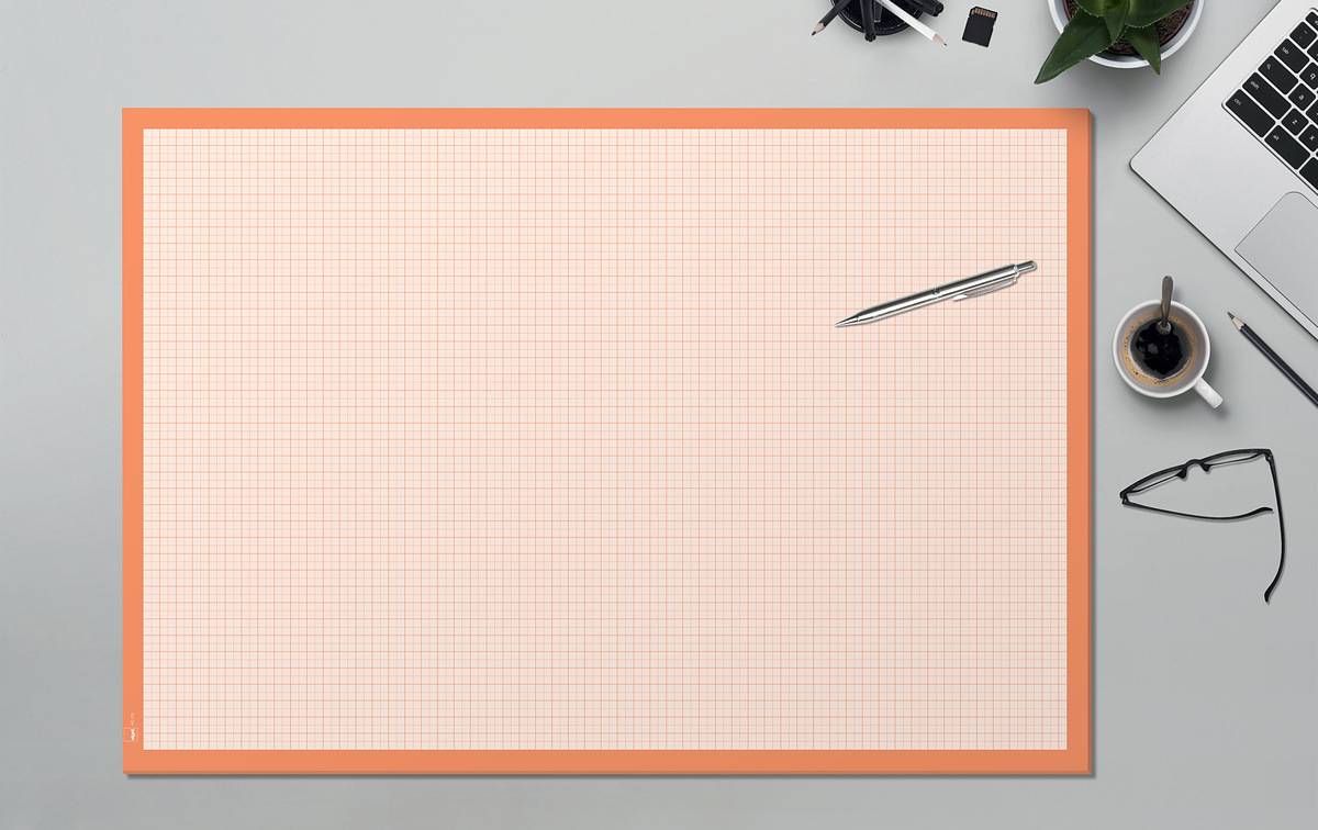 SIGEL Papier-Schreibunterlage zum Abreißen, Millimeterpapier-Block, ca. DIN A2, orange, 30 Blatt