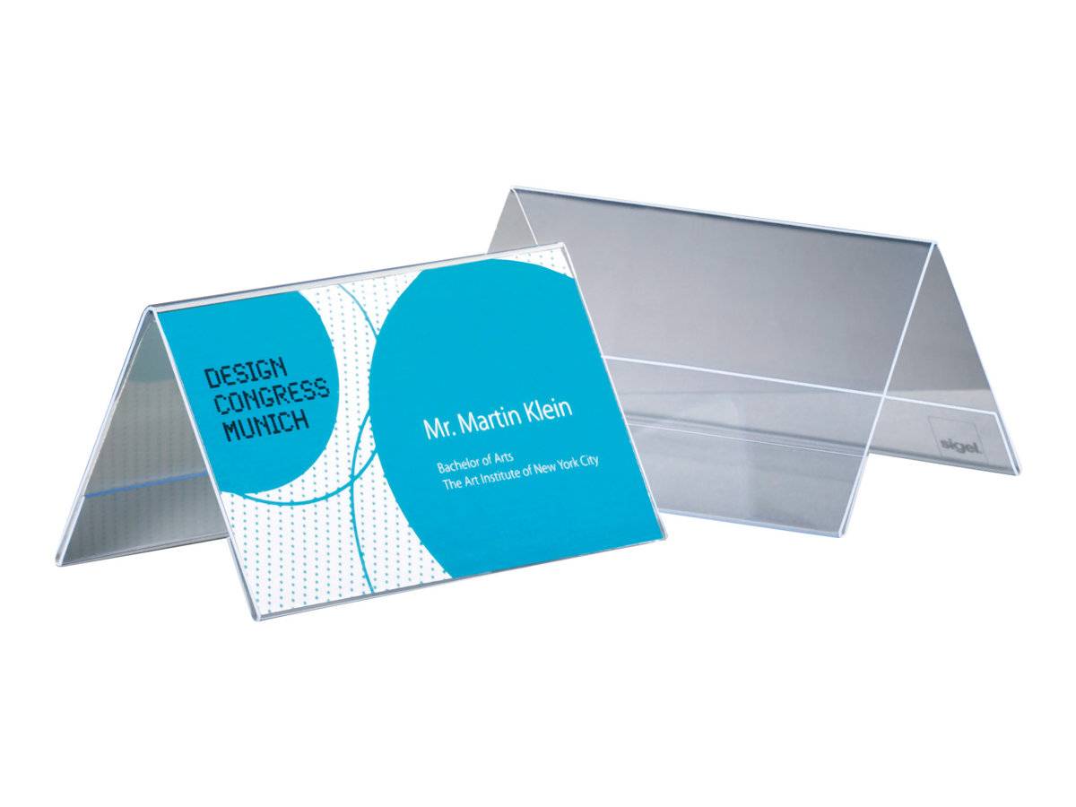 Sigel - Schildhalterung - Desktop - für 100 x 60 mm - doppelseitig - klar (Packung mit 10)