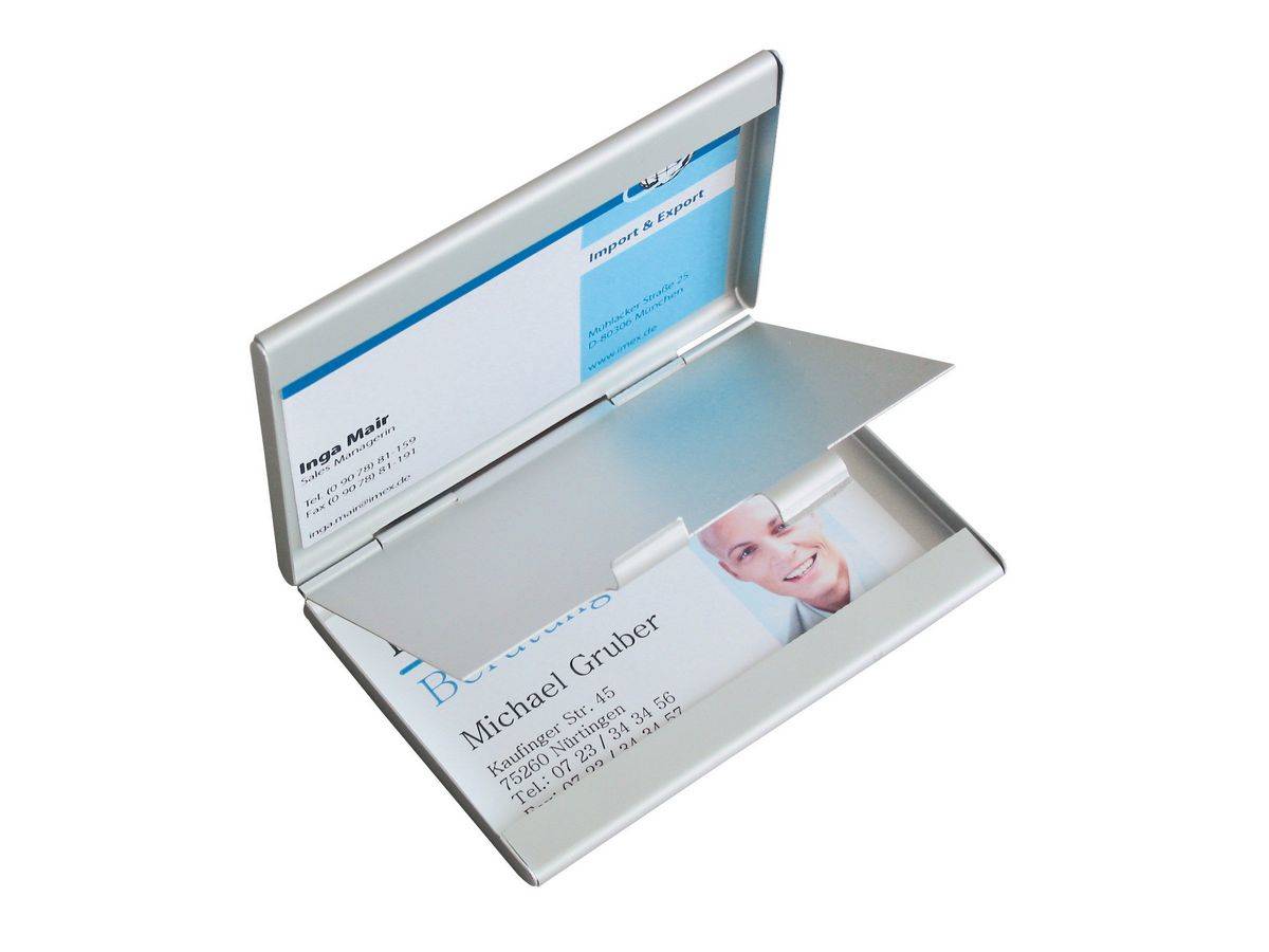 Sigel Visitenkartenkasten - Aluminium - Silber
