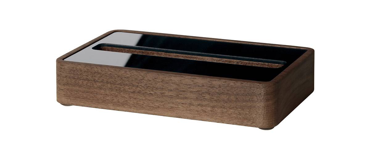 SIGEL Visitenkarten-Aufsteller, mit 1 Fach, massives Walnussholz, Acryl, für bis zu 30 Karten