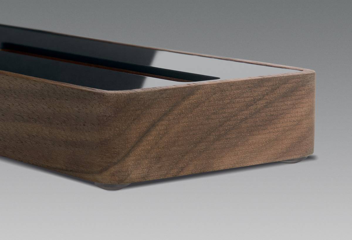 SIGEL Visitenkarten-Aufsteller, mit 1 Fach, massives Walnussholz, Acryl, für bis zu 30 Karten