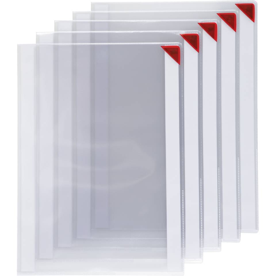 tarifold Sichthülle KANG, magnetische Schließung, transparent, rote Ecke, A5, 5/VE