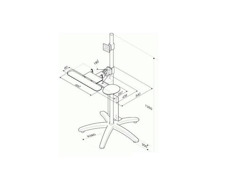 MonLines MBS010 Monitor Rollständer mit PC Halterung, Höhe 1800mm