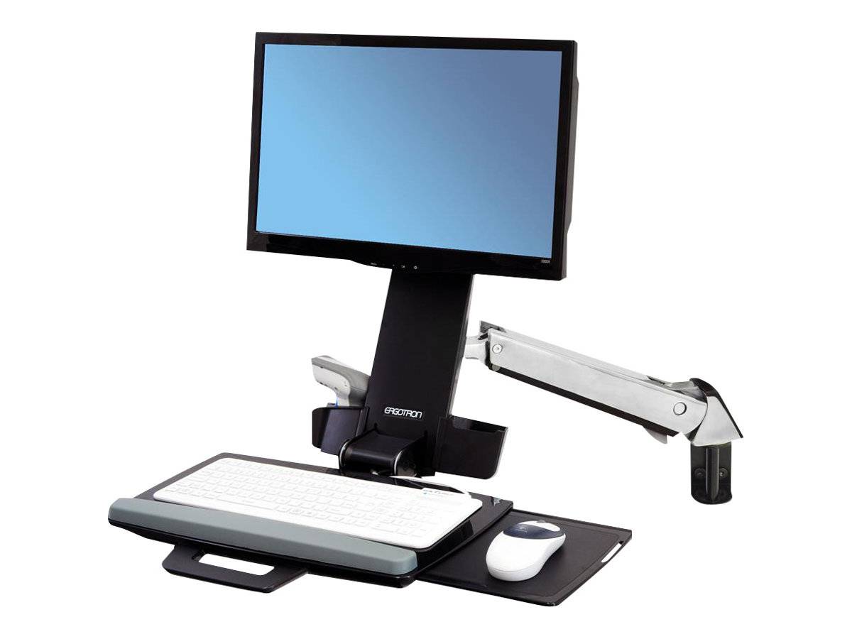 Ergotron Sit-Stand Combo Arm - Befestigungskit (Handgelenkkissen, Schienenmontage Halterungsset, höhenverstellbare Halterung, Tastaturablage mit