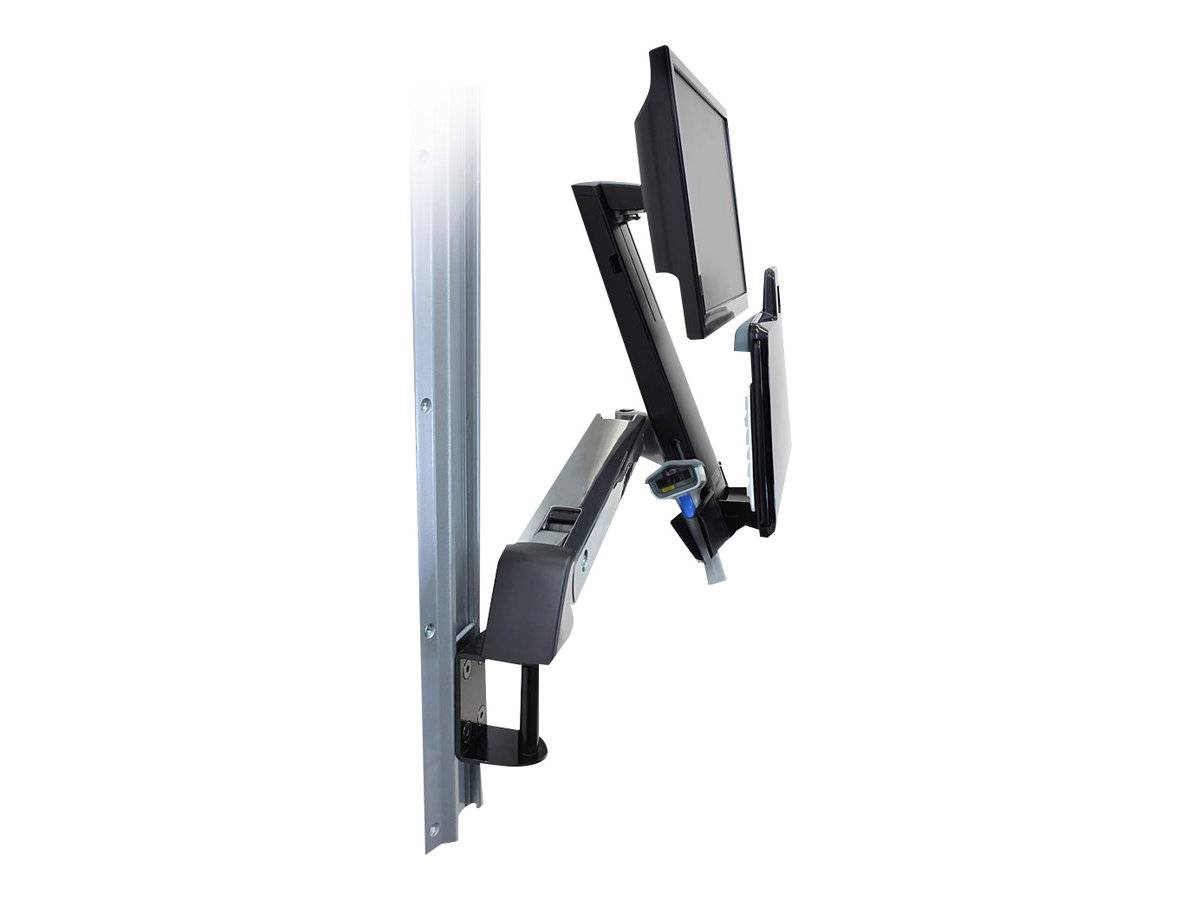 Ergotron Sit-Stand Combo Arm - Befestigungskit (Handgelenkkissen, Schienenmontage Halterungsset, höhenverstellbare Halterung, Tastaturablage mit