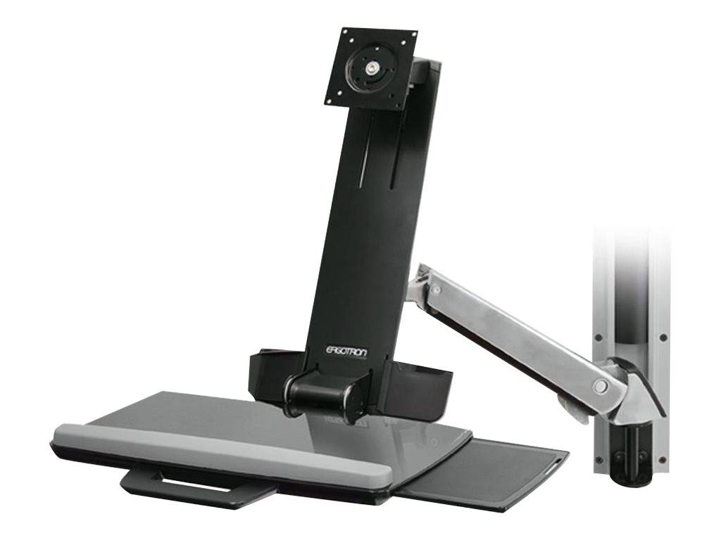 Ergotron Sit-Stand Combo Arm - Befestigungskit (Handgelenkkissen, Schienenmontage Halterungsset, höhenverstellbare Halterung, Tastaturablage mit