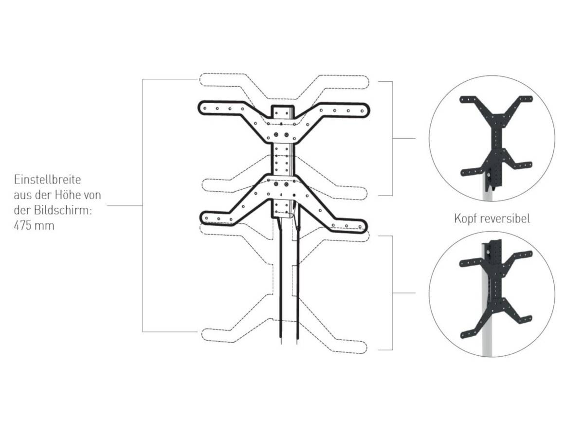 Erard LUX-UP T 1560L Fernsehständer 30 - 65 Zoll, weiß