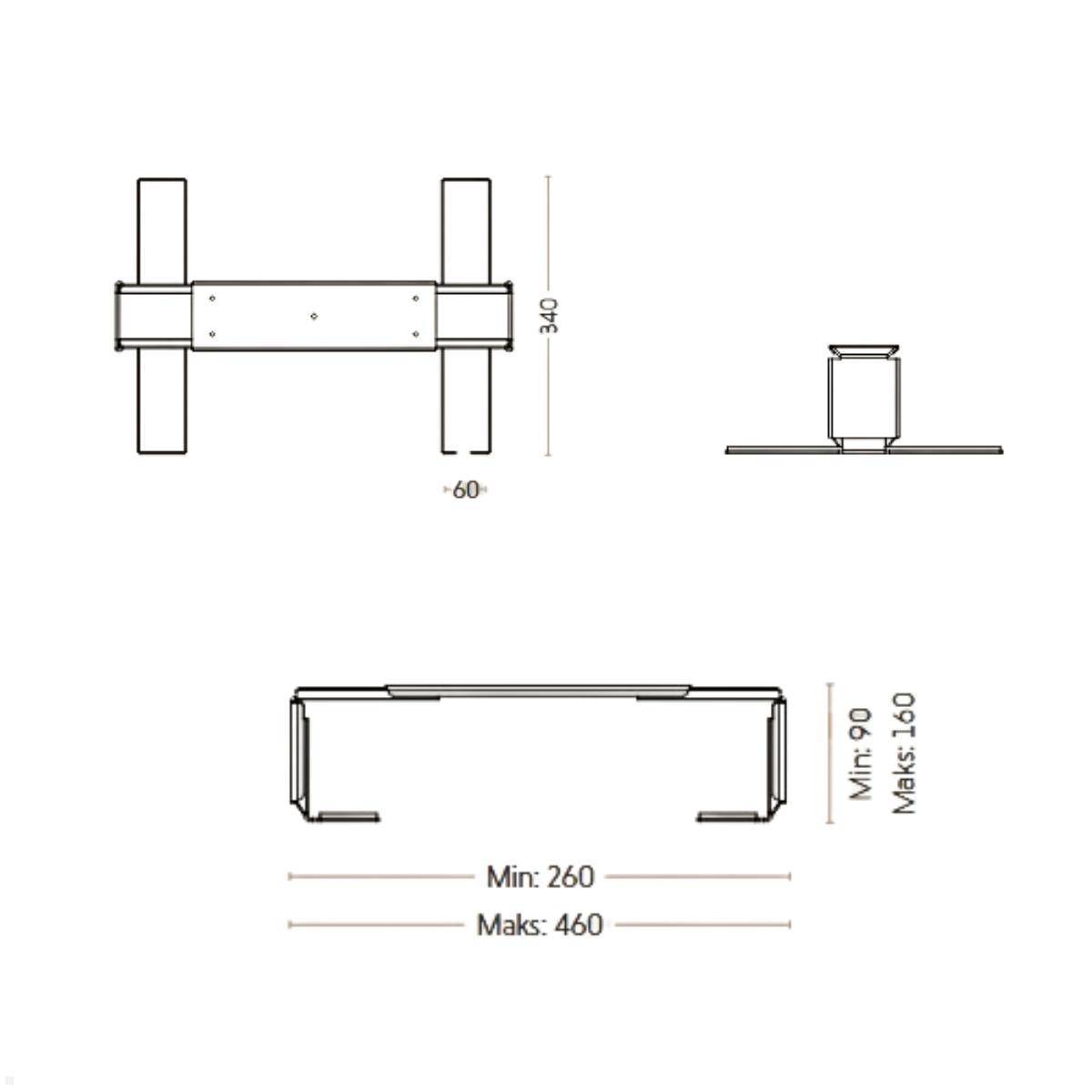 MonLines PCH007B PC Halterung unter dem Tisch Horizontal 150-350mm, schwarz