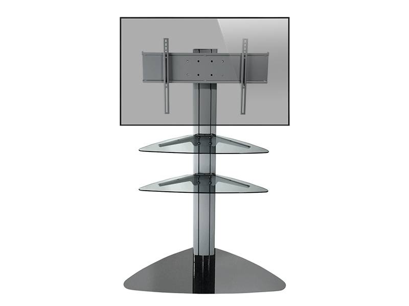 Peerless SS550P-S Monitorständer 32-50 Zoll mit 2 Glas-Ablagen, silber