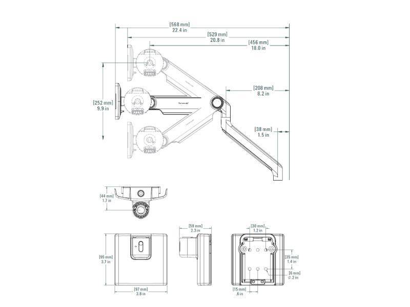 Humanscale M2.1 Monitor Wandhalterung schräg weiß (M21HMWBTB)