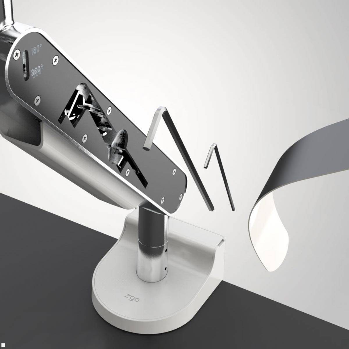Bachmann ZG1 Monitorhalterung mit Tischklemme bis 34 Zoll, weiß