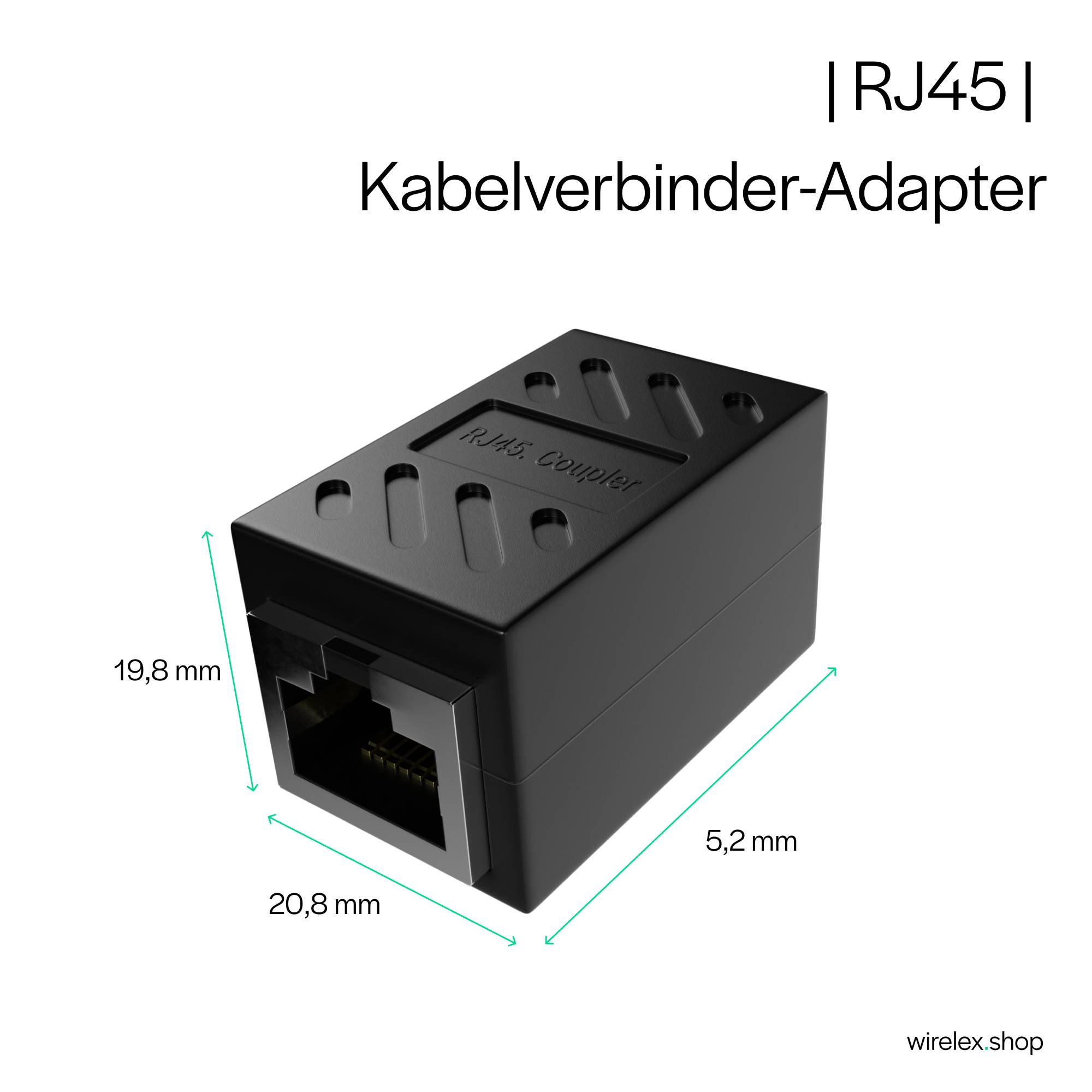 Vollgeschirmter Cat. 6A RJ45 Kabelverbinder-Adapter - Doppelbuchse
