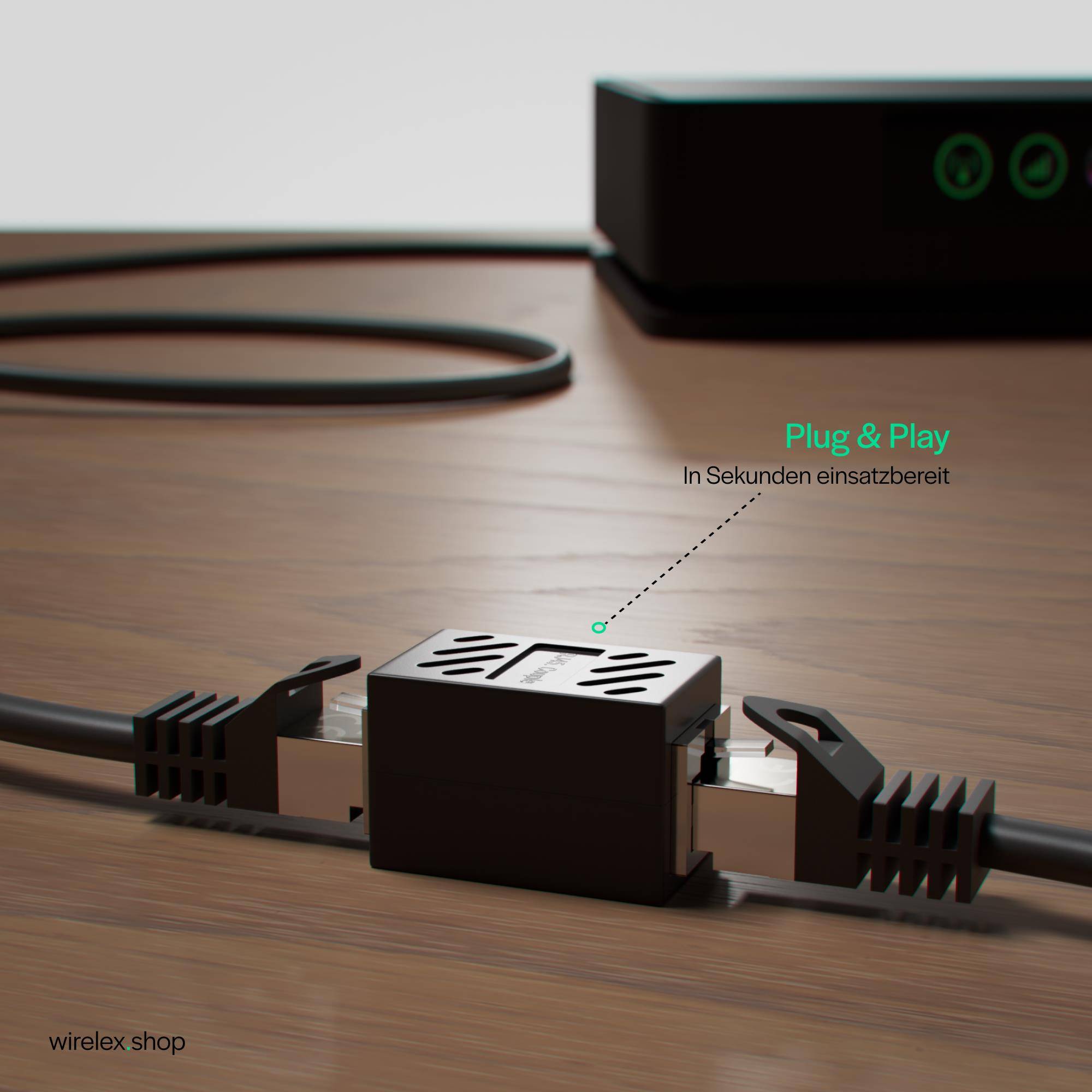 Vollgeschirmter Cat. 6A RJ45 Kabelverbinder-Adapter - Doppelbuchse