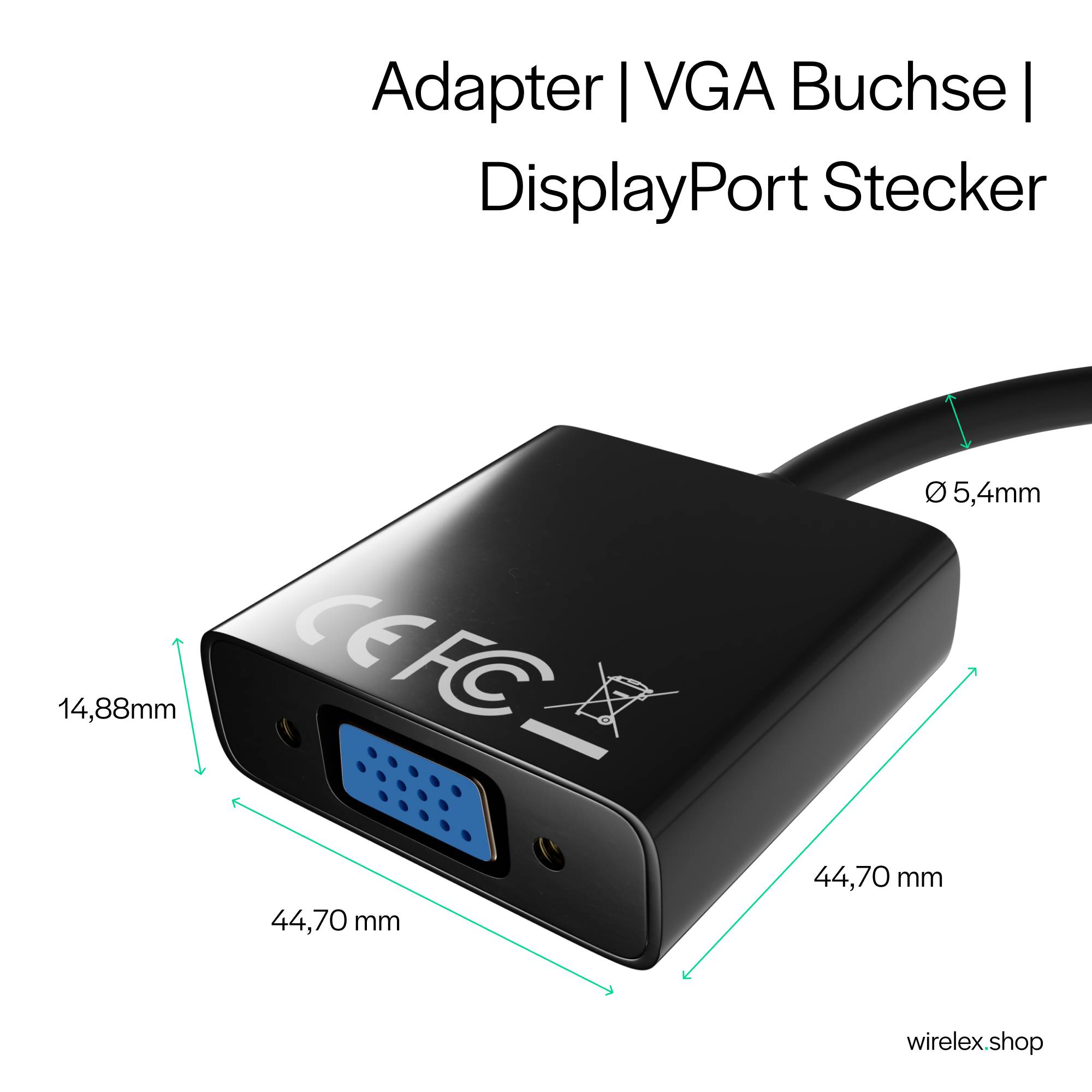 Adapter, Displayport Stecker 1.1/ VGA Buchse