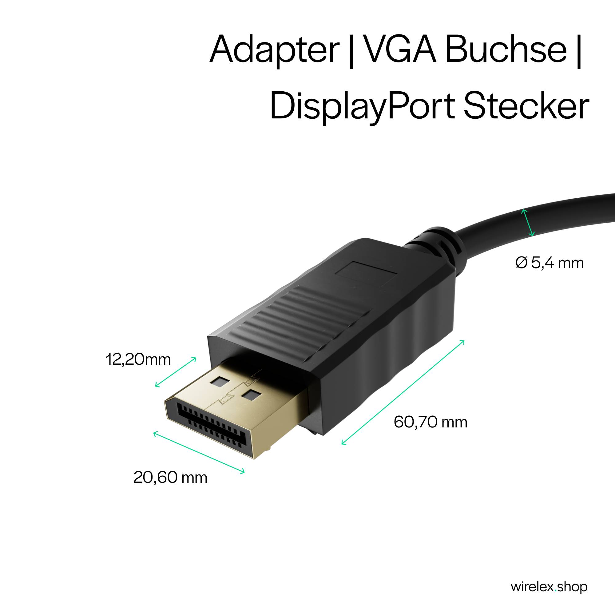 Adapter, Displayport Stecker 1.1/ VGA Buchse