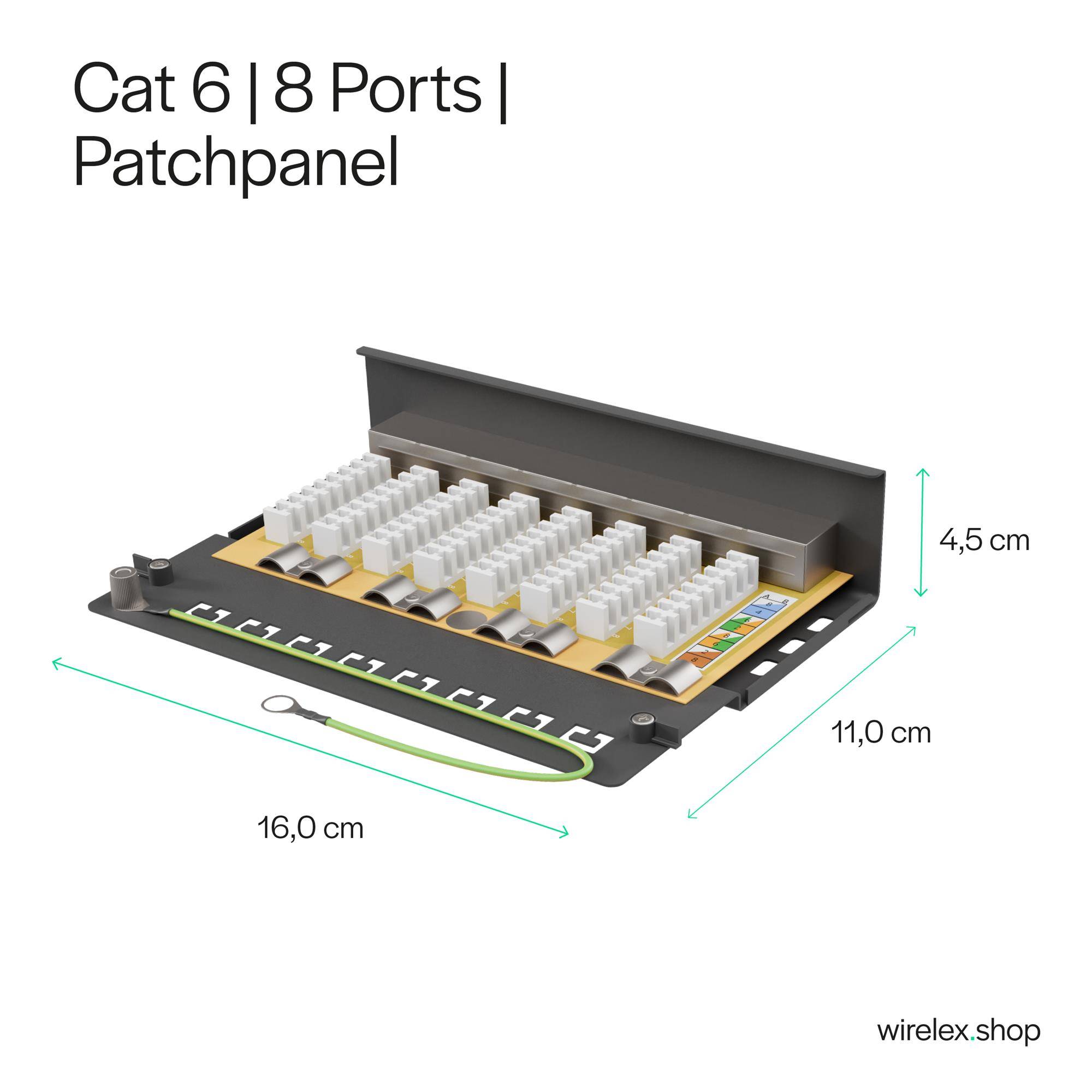 CAT 6 Patchpanel - Geschirmt (8 Ports)