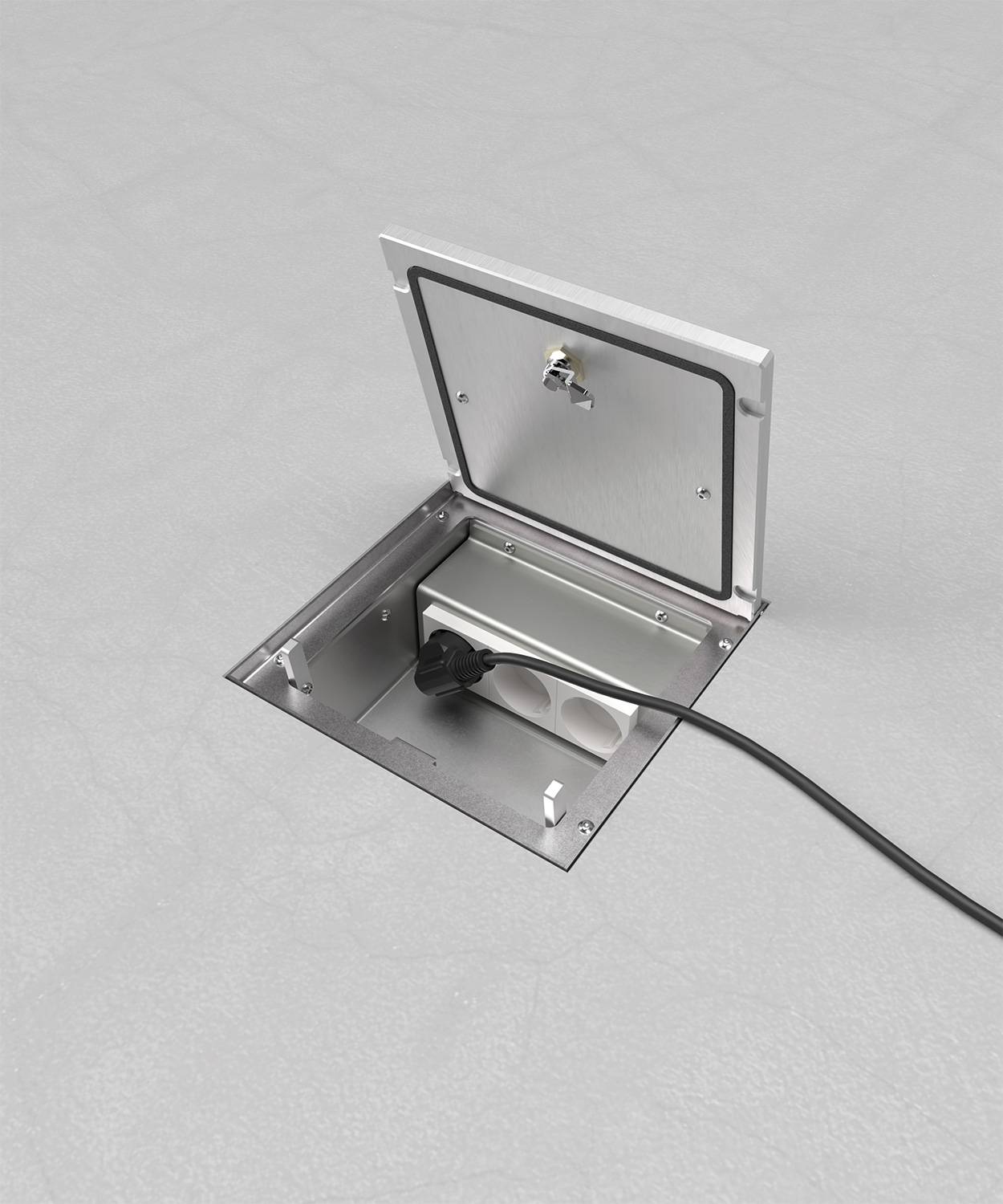 Bodensteckdose/ Bodentank 2003A; 2x Schuko, 1x RJ45 2fach