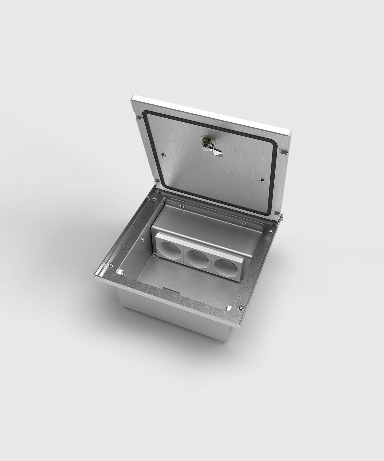 Bodensteckdose/ Bodentank 2003A; 2x Schuko, 1x RJ45 2fach