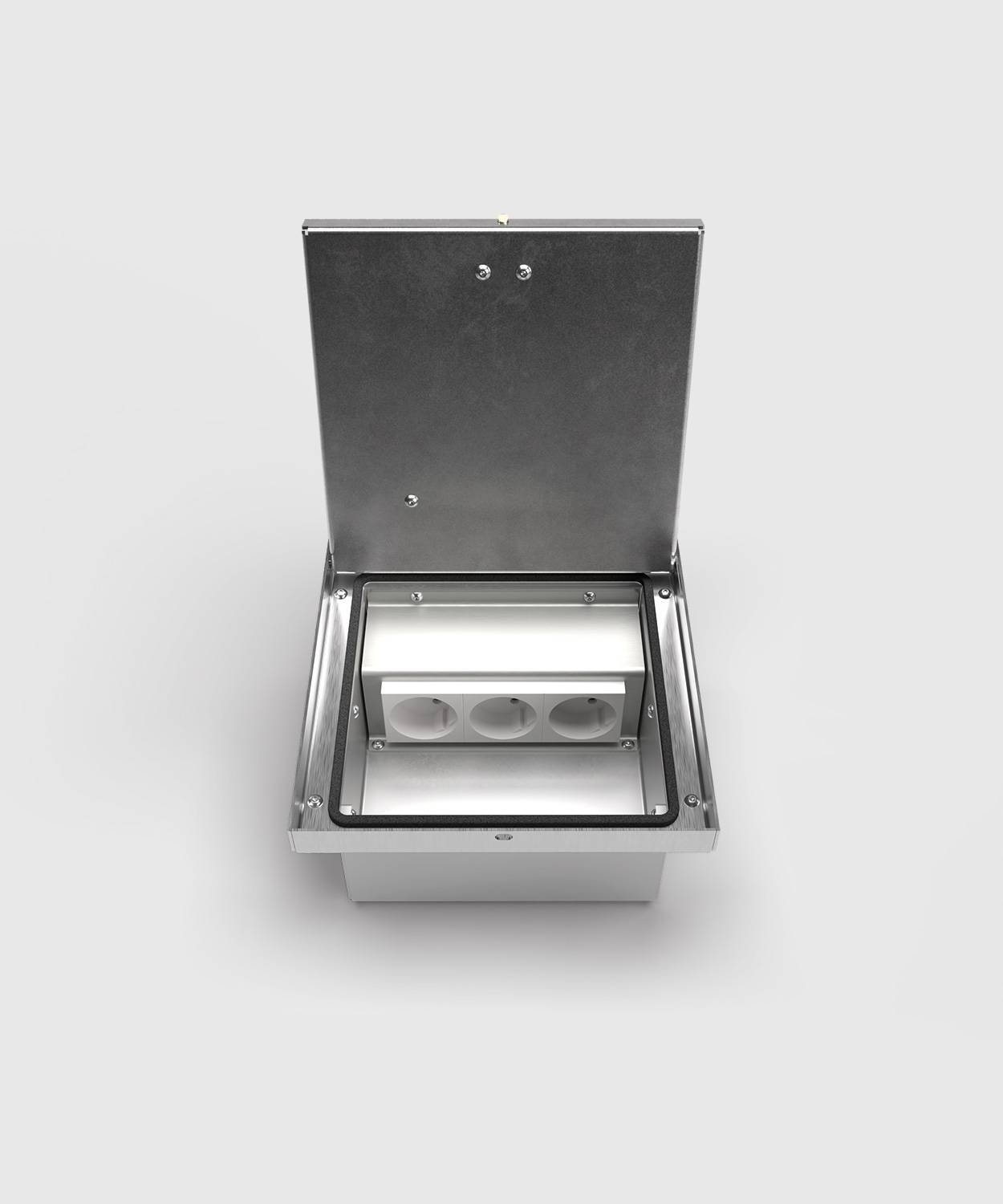 Bodensteckdose/ Bodentank 2003B; 2x Schuko, 1x RJ45 2fach