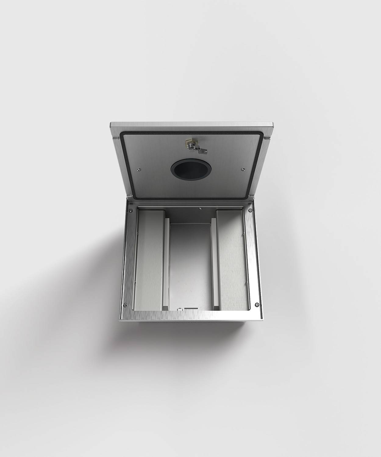 Bodensteckdose/ Bodentank 2008Q; 4x Schuko, 4x RJ45 2-fach, Tube