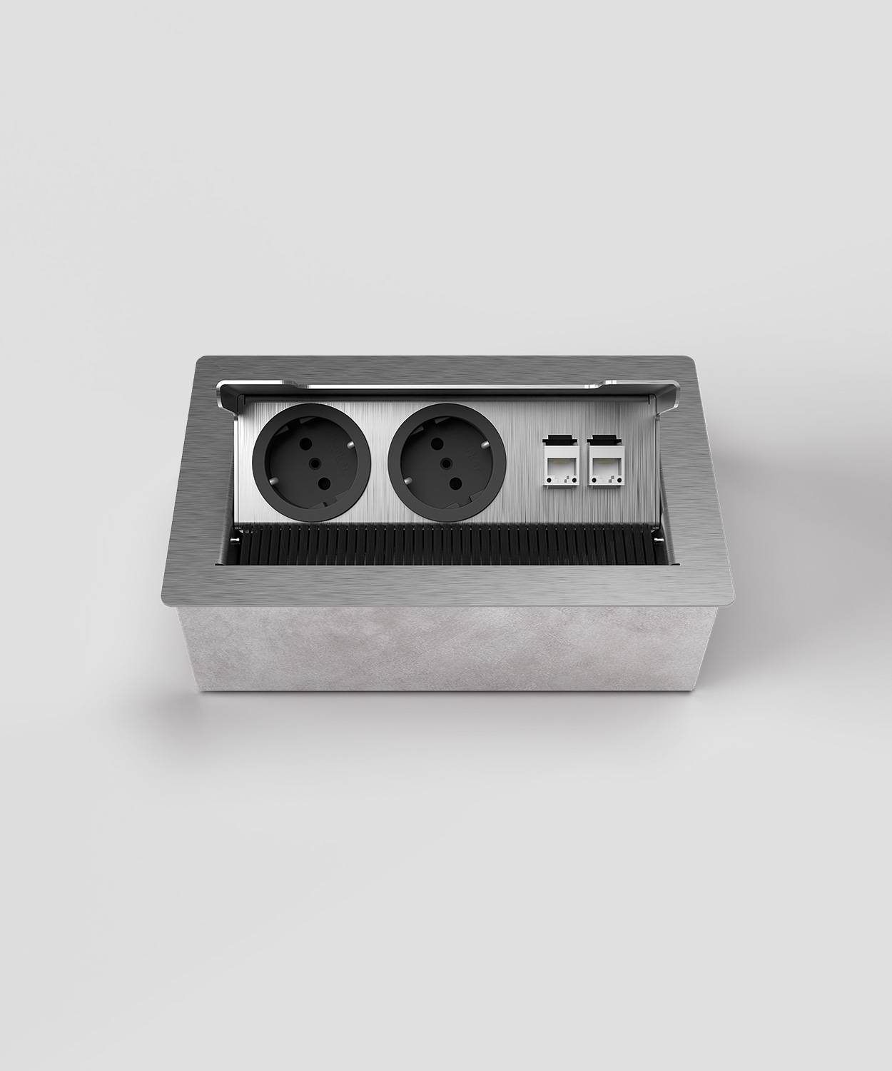 Bodensteckdose/ Bodentank 3203E; 3x Schuko; inkl. Aufnahmebox