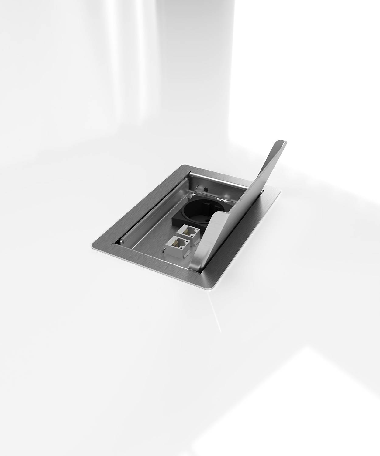 Bodensteckdose/ Bodentank 3302E; 1x Schuko, 1x RJ45 2fach