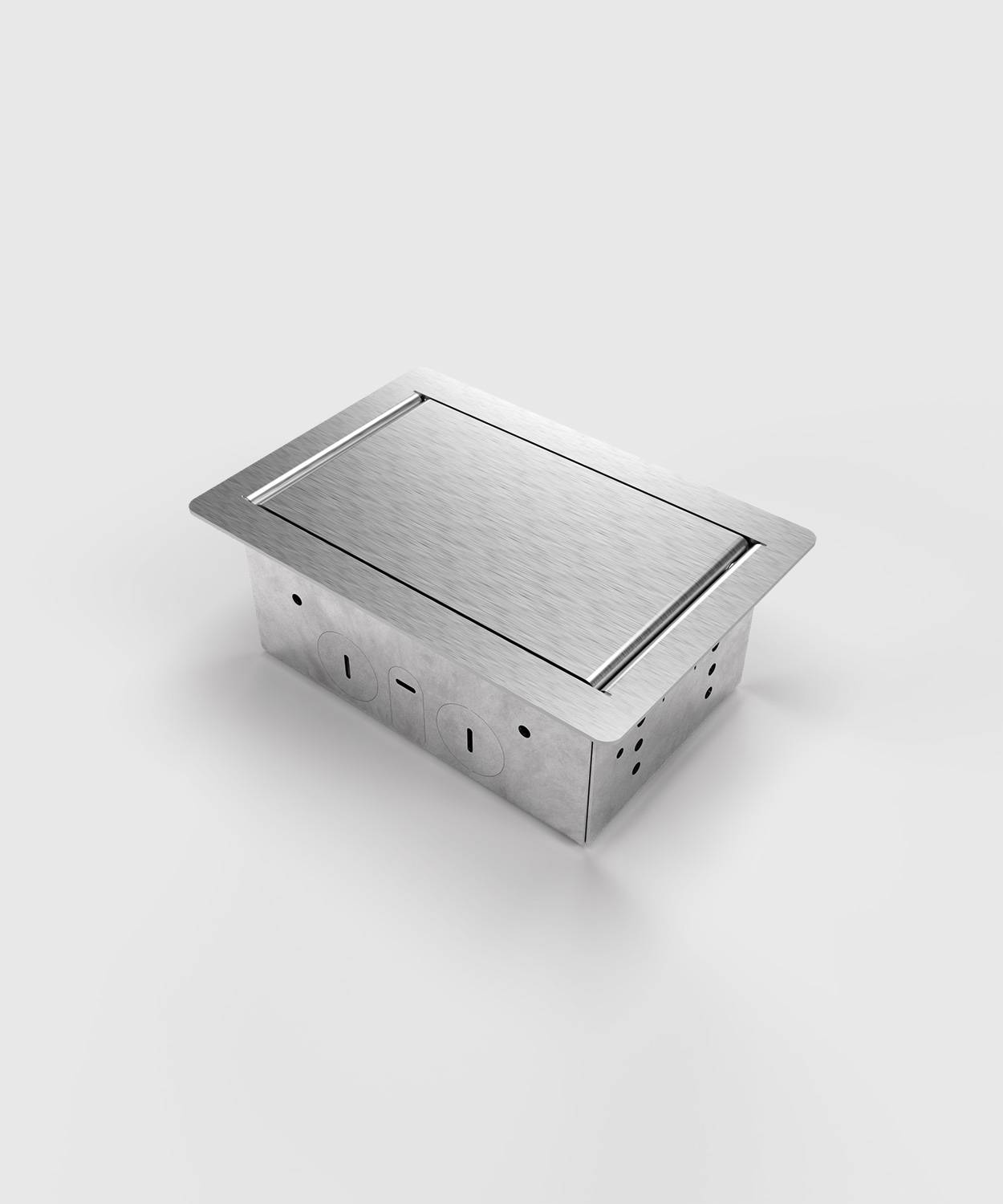 Bodensteckdose/ Bodentank 3302E; 1x Schuko, 1x Antenne (SAT/TV/R, Enddose)