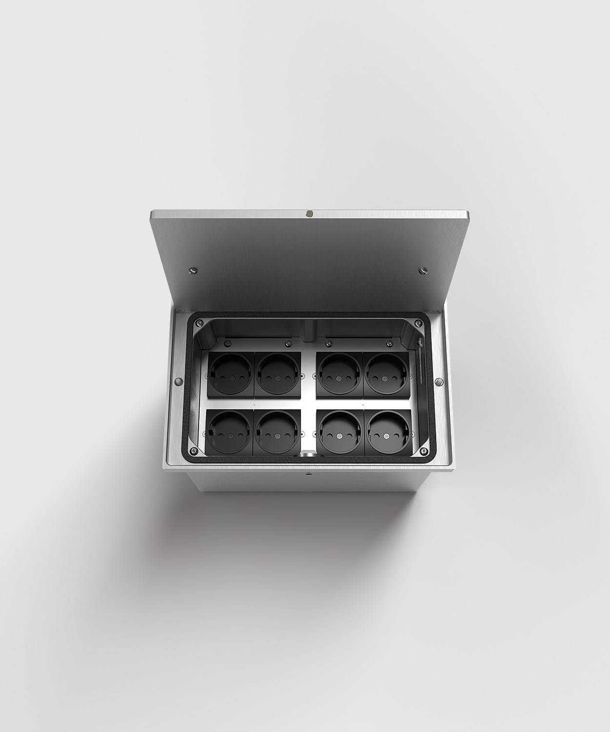 Bodensteckdose/ Bodentank 8308A; 4x Schuko, 4x RJ45 2fach,