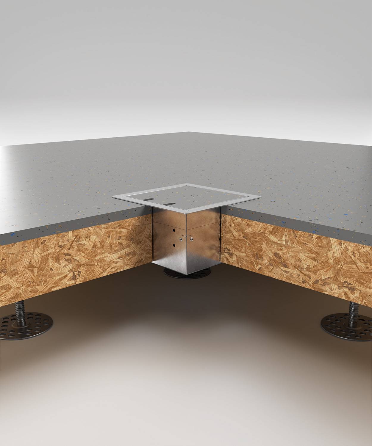 Bodensteckdose/ Bodentank 8502B; 1x Schuko, 1x Antenne,