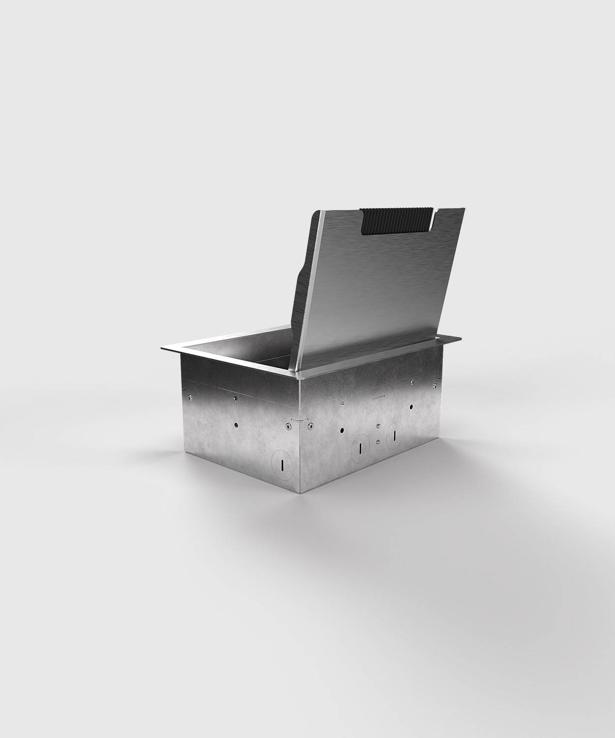 Bodensteckdose/ Bodentank 8504E; 3x Schuko, 1x Antenne,