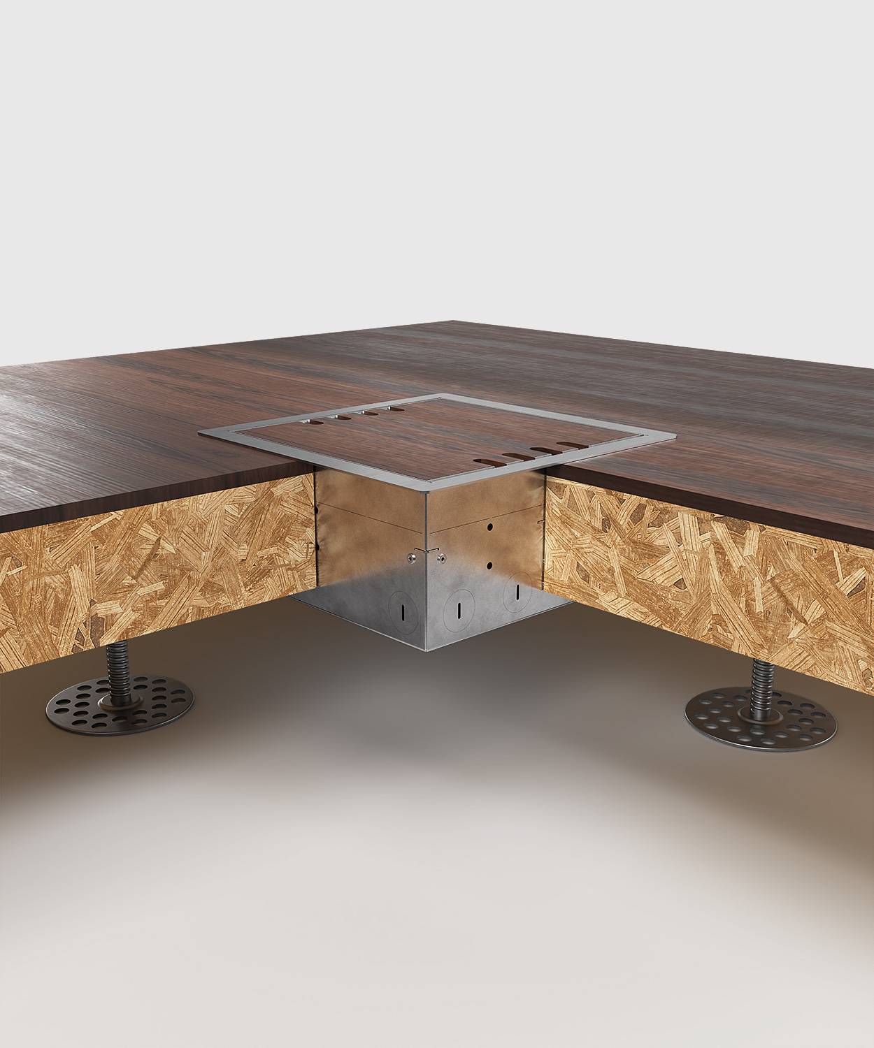 Bodensteckdose/ Bodentank 8508B; 4x Schuko, 4x RJ45 2fach,