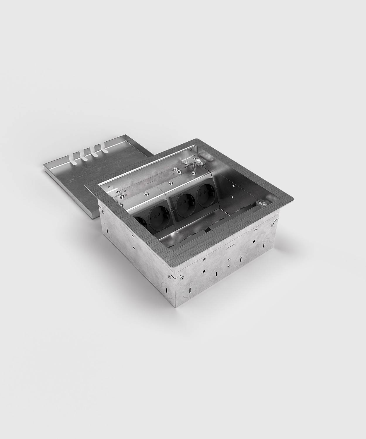 Bodensteckdose/ Bodentank 8508B; 4x Schuko, 4x RJ45 2fach,