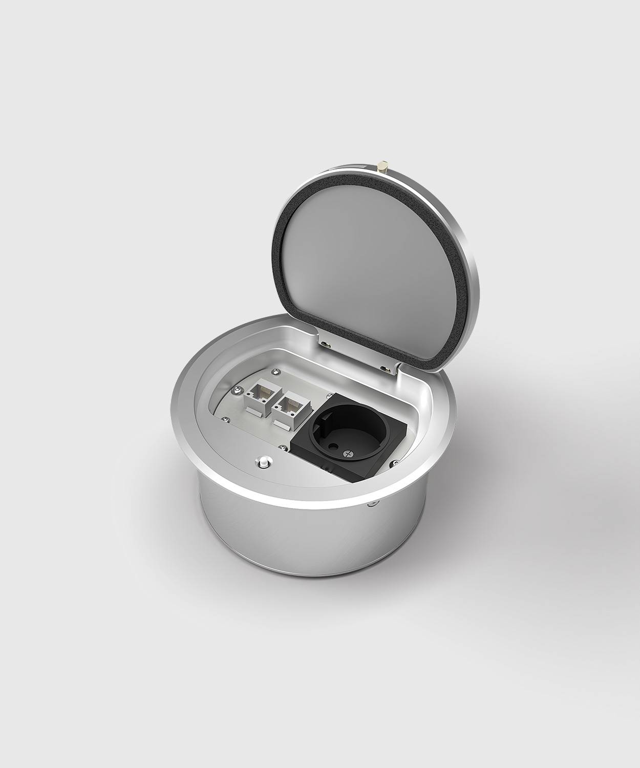 Bodensteckdose/ Bodentank 8602A; 1x Schuko, 1x RJ45 2fach,