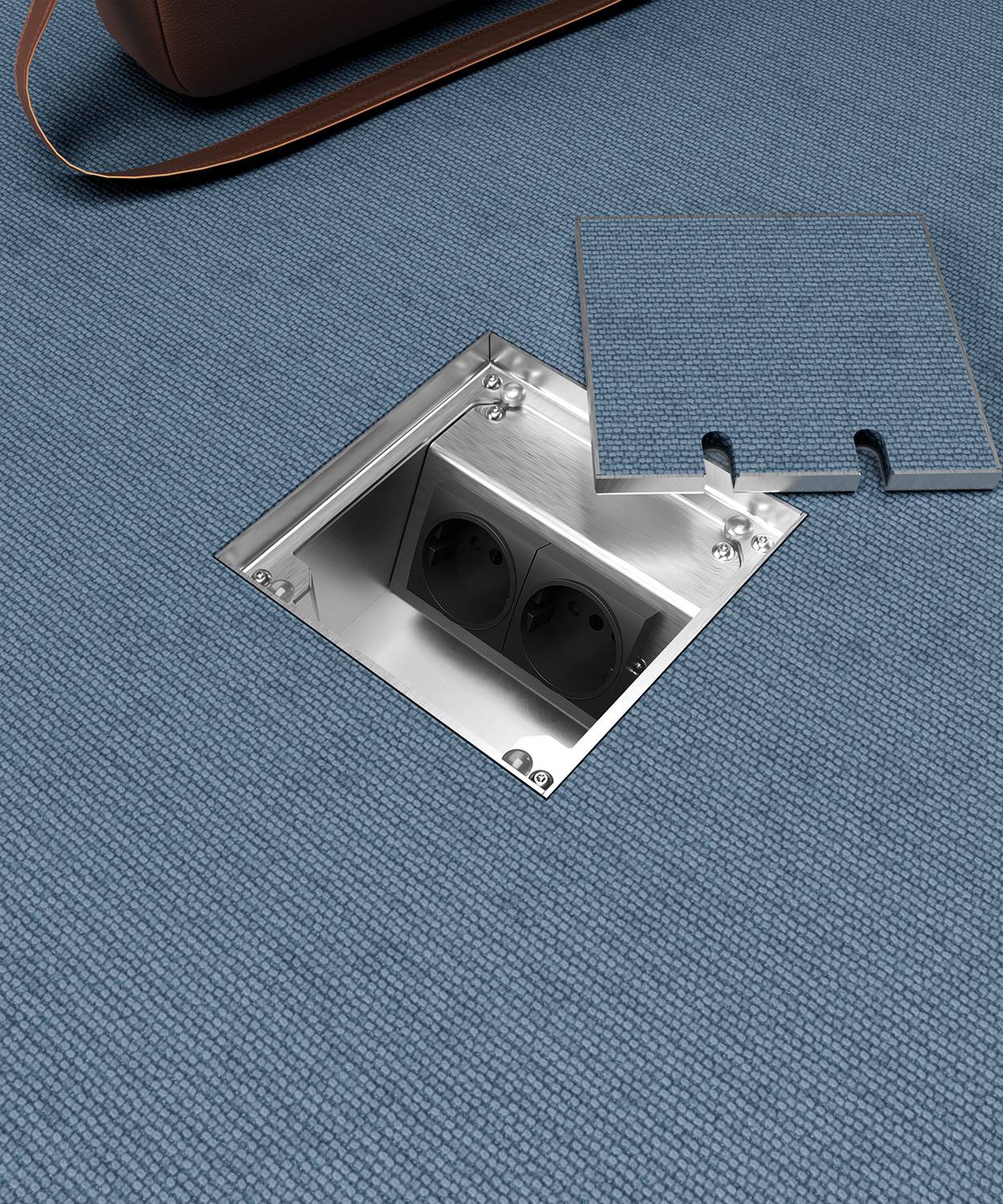 Bodensteckdose/ Bodentank 8802T; 1x Schuko, 1x Antenne,