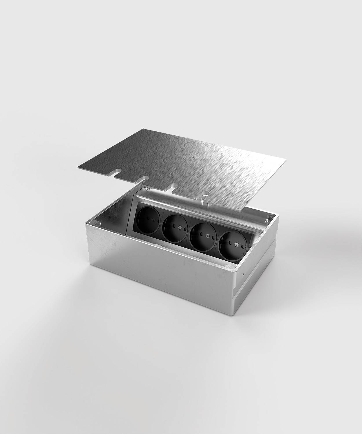 Bodensteckdose/ Bodentank 8804E; 3x Schuko, 1x RJ45 2fach,