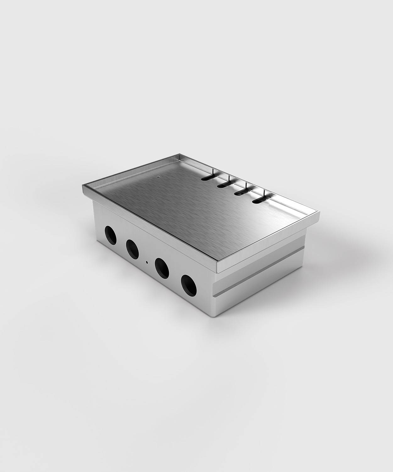 Bodensteckdose/ Bodentank 8804T; 3x Schuko, 1x Antenne,