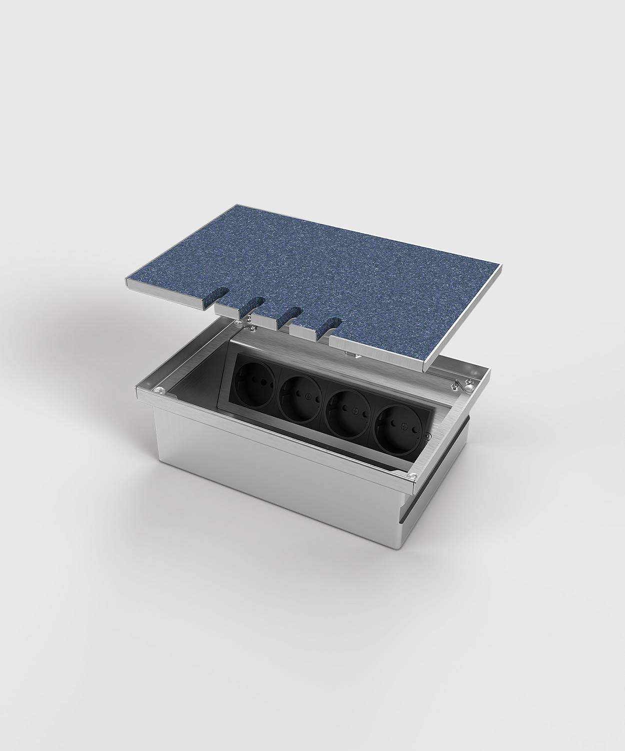 Bodensteckdose/ Bodentank 8804T; 3x Schuko, 1x RJ45 2fach,