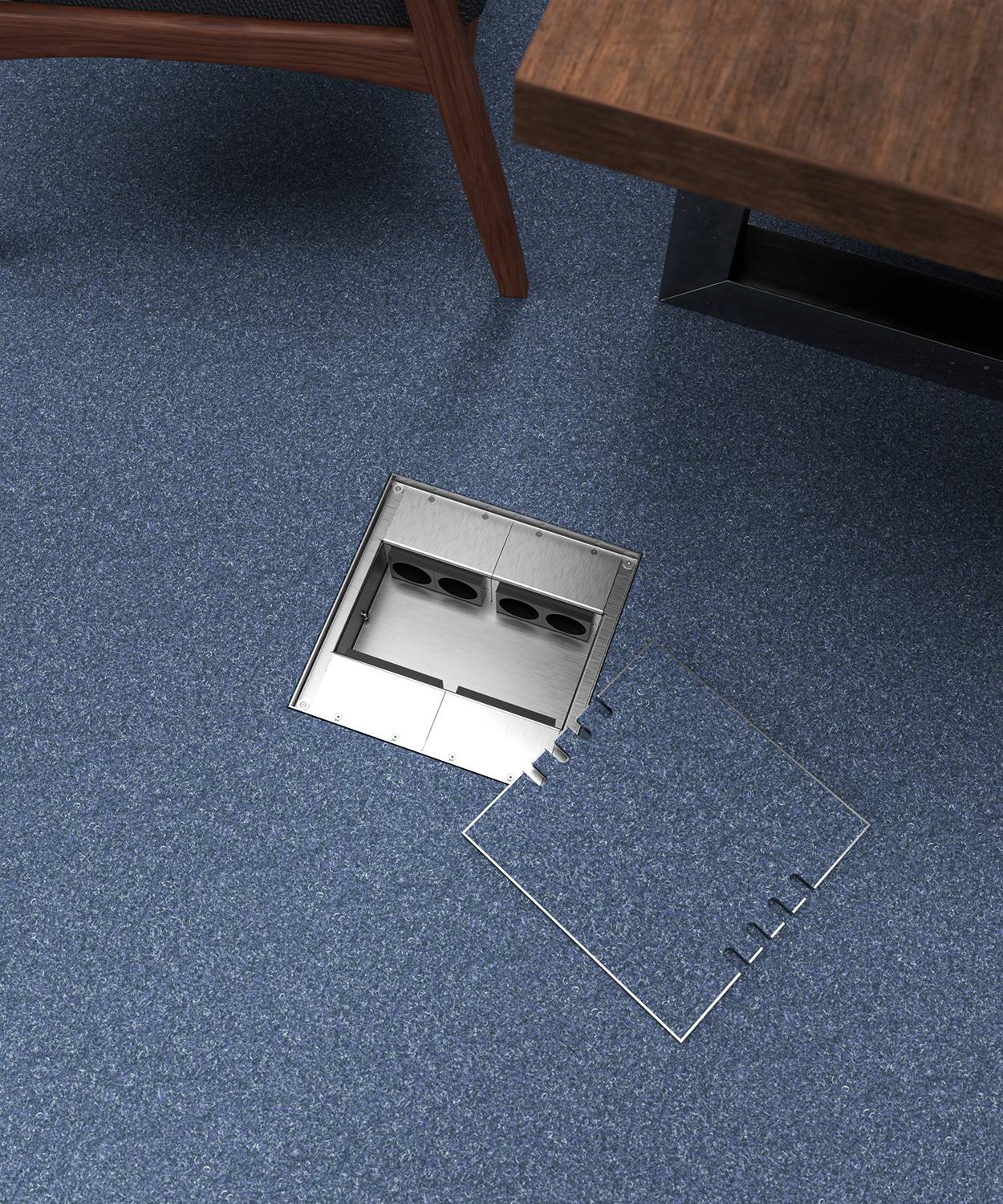 Bodensteckdose/ Bodentank 8808T; 4x Schuko, 4x RJ45 2fach,