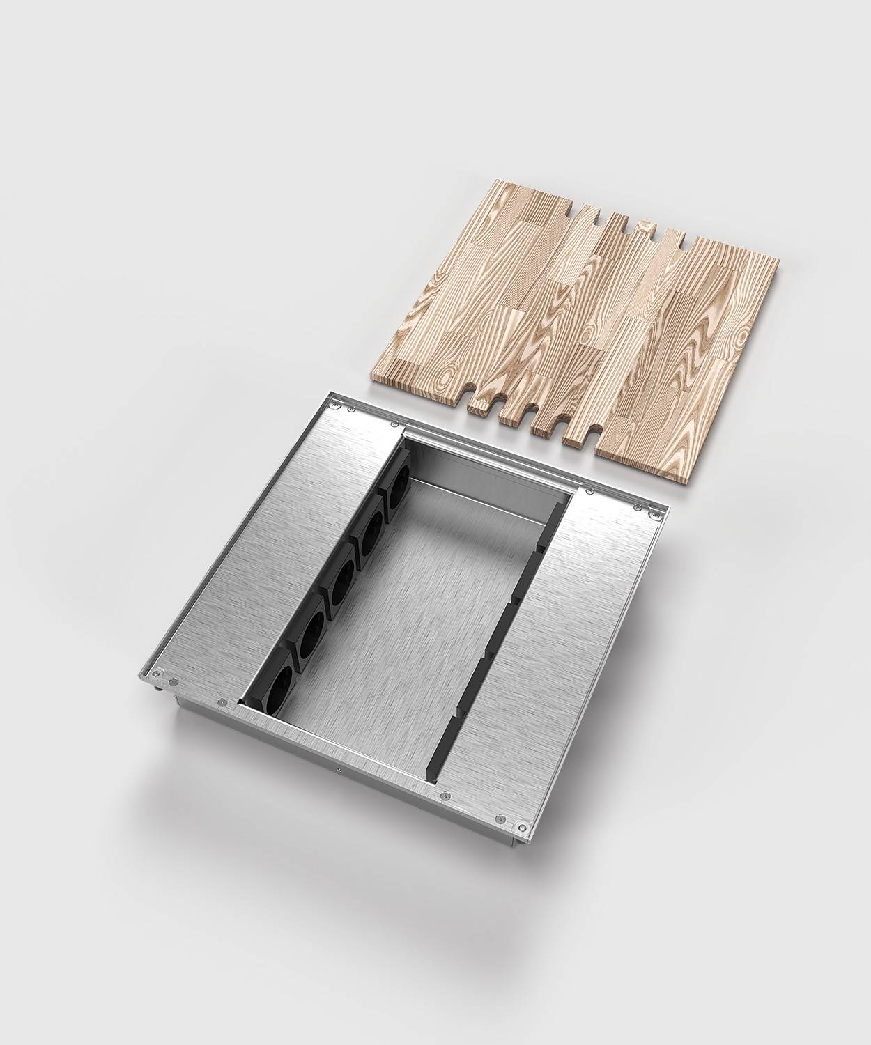 Bodensteckdose/ Bodentank 8810B; 5x Schuko, 5x RJ45 2fach,