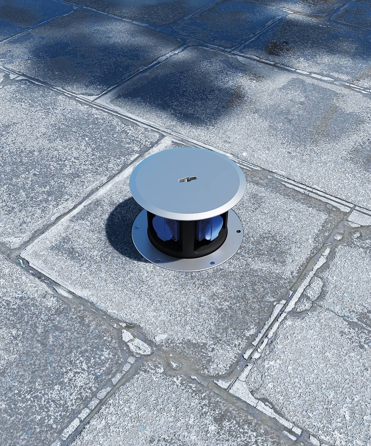 Senkverteiler SV301; 3x Schuko, 1x CEE Adapter 16A, runder Rahmen