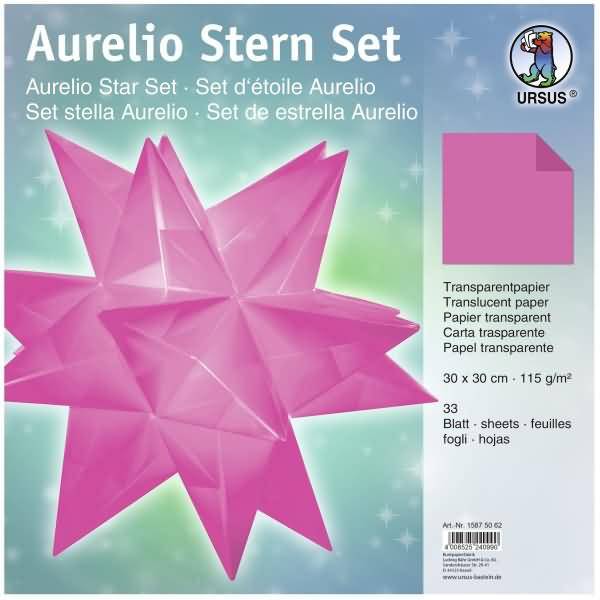 Faltblätter Aurelio Stern Uni 115g/qm 30x30cm 33 Blatt pink