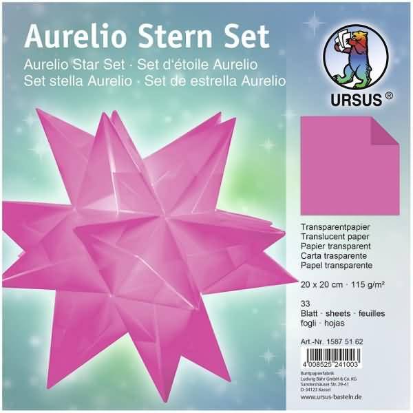 Faltblätter Aurelio Stern Uni 115g/qm 20x20cm 33 Blatt pink