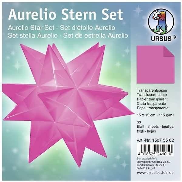 Faltblätter Aurelio Stern Uni 115g/qm 15x15cm 33 Blatt pink