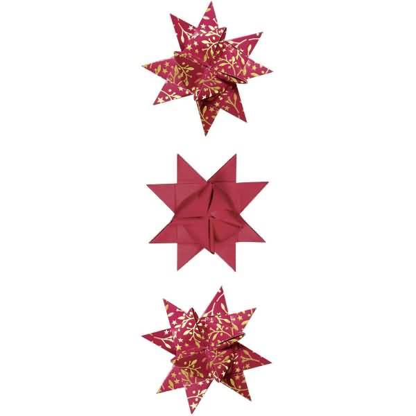 Faltstreifen Fröbelsterne 1,5x45cm VE=80 Streifen rot/gold