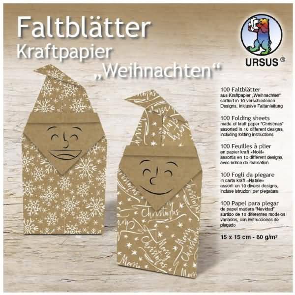 Faltblätter Kraftpapier 80g/qm 15x15cm Weihnachten 10 Motive VE=100 Blatt