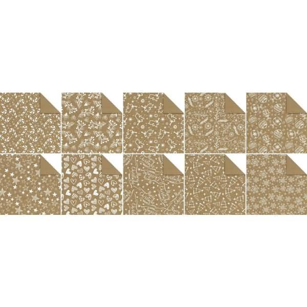 Faltblätter Kraftpapier 80g/qm 15x15cm Weihnachten 10 Motive VE=100 Blatt
