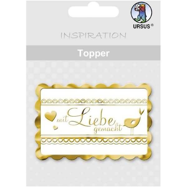 Topper weiß/gold Motiv 30 Mit Liebe gemacht