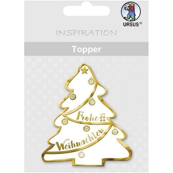 Topper weiß/gold Motiv 32 Frohe Weihnachten
