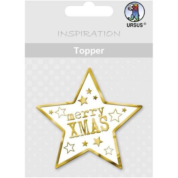 Topper weiß/gold Motiv 34 Merry Xmas