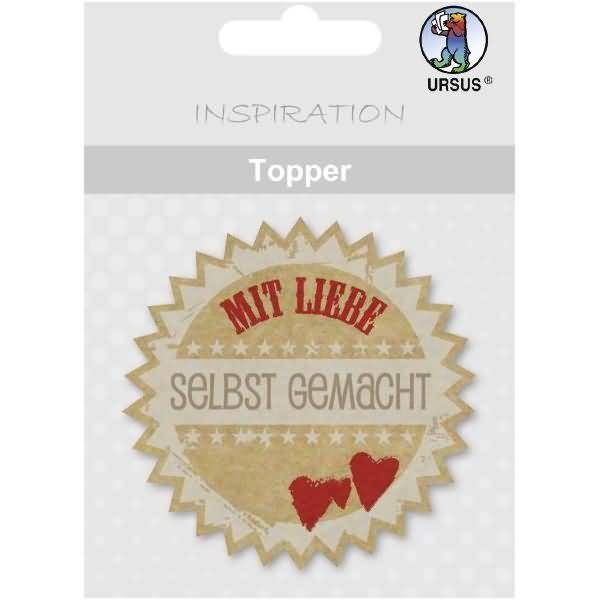 Topper Motiv Kraftkarton braun/rot Motiv 03 Mit Liebe selbst gemacht